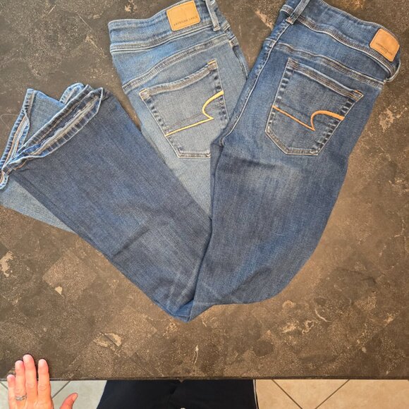 BUNDLE - 2 FOR 1 WOMENS AMERICN EAGLE SUPER STRETCH KICK BOOT DENIM JEANS - WOW! - Picture 6 of 12